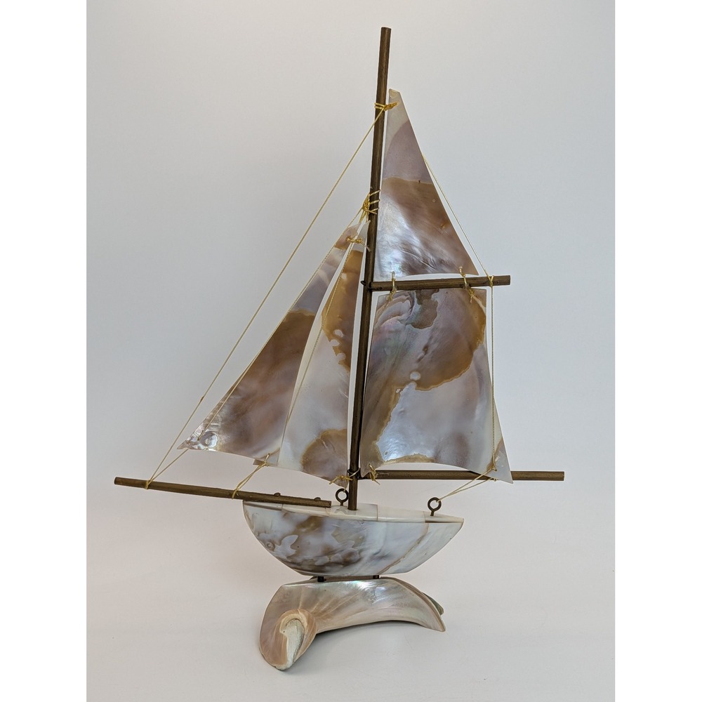 Vintage 1965 Mother of Pearl Shell Sailboat Pensacola Beach Florida MCM Nautical
